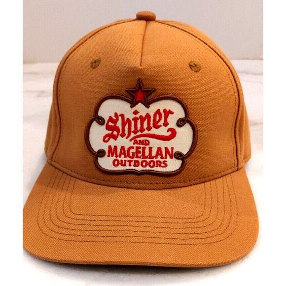 Magellan‎ Outdoors and Shiner Bock Adjustable Hat Baseball Cap Brown Canvas - Picture 1 of 9